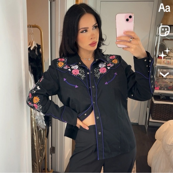 Scully Tops - Vntg Rodeo Scully Black Western Shirt